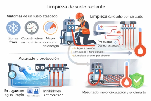 Limpieza de suelo radiante